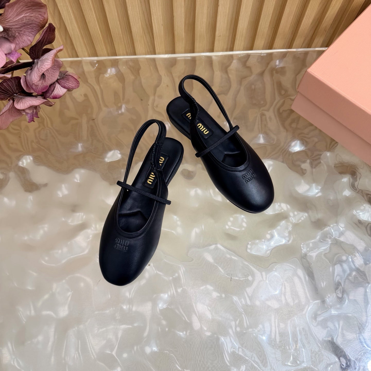 Miu 26s Slingback Ballerinas Black Lambskin 933415