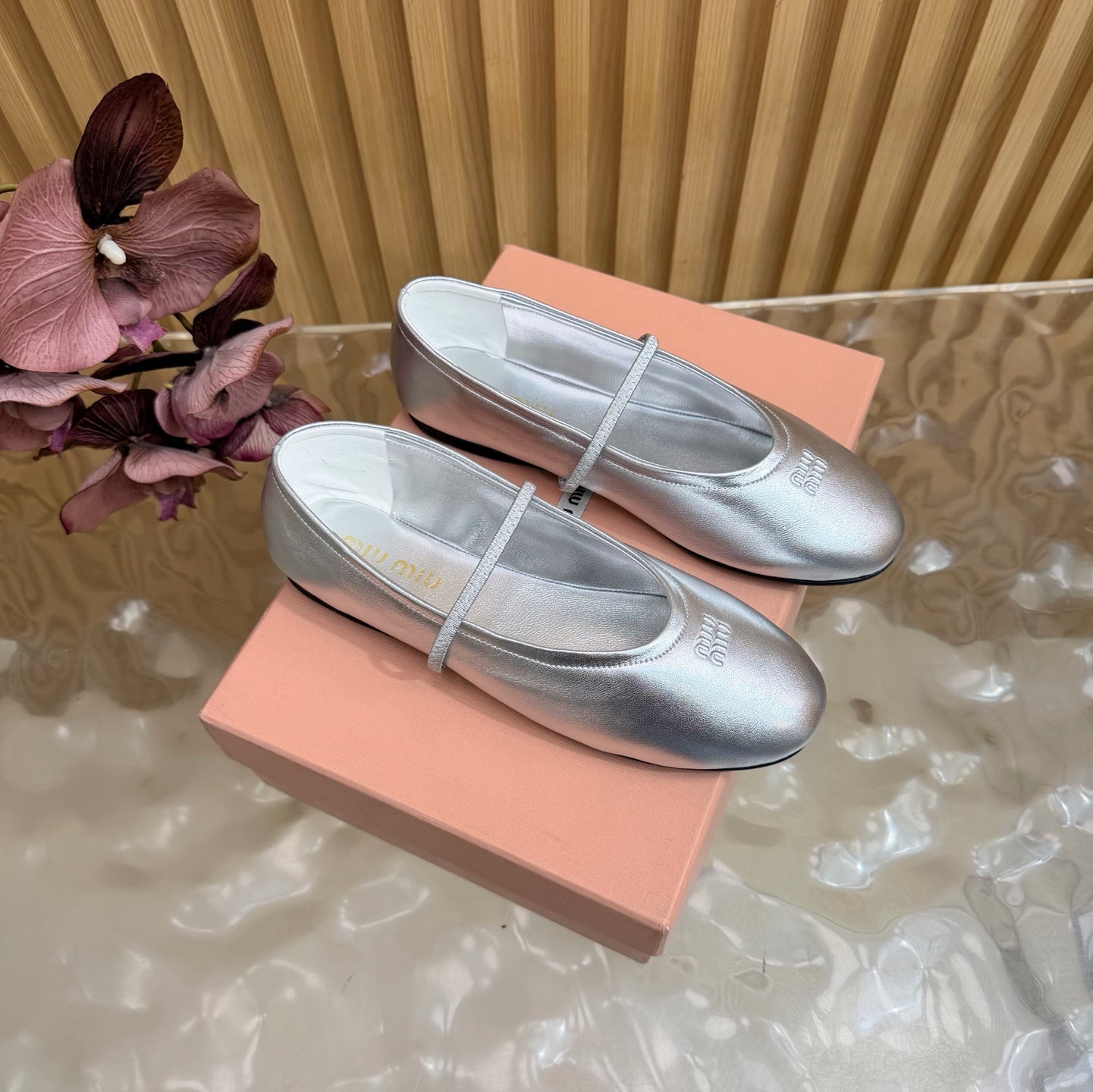 Miu 26s Ballerinas Sliver Lambskin 933416