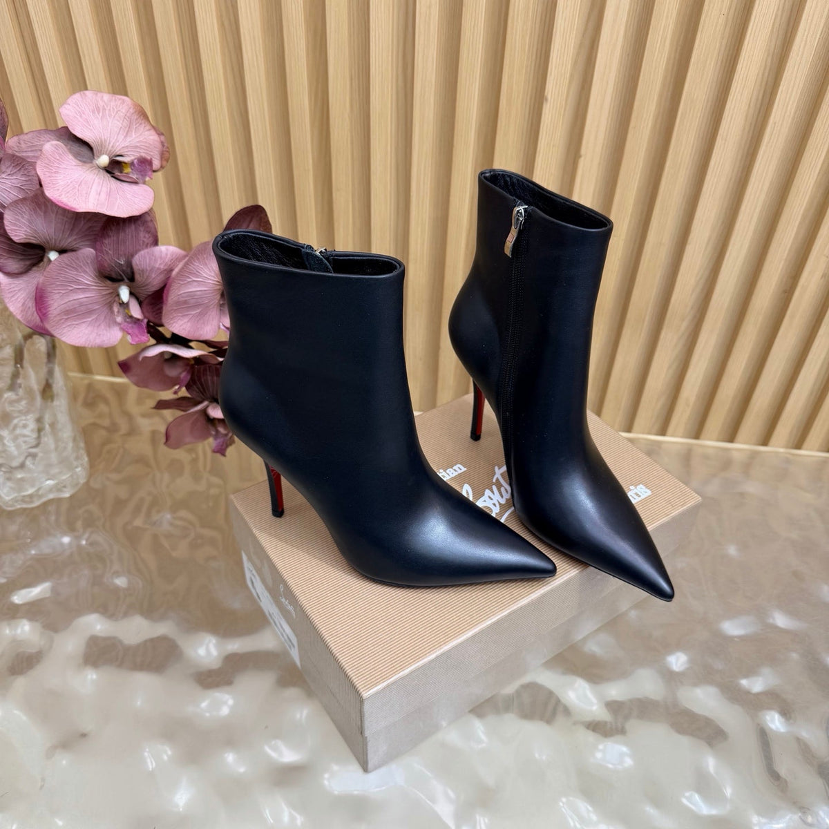 CL 26s So Kate Ankle Boots 10.5cm Black Calfskin Leather 993559