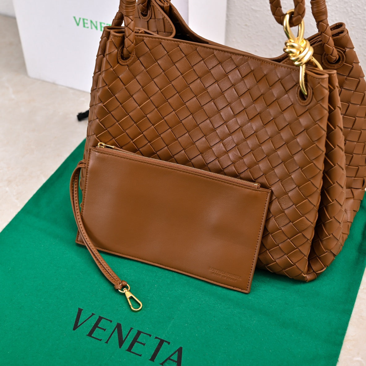 BV 26s Parachute Bag Tan Brown Intrecciato Leather 291403