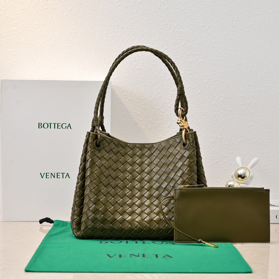 BV 26s Parachute Bag Olive Intrecciato Leather 291411