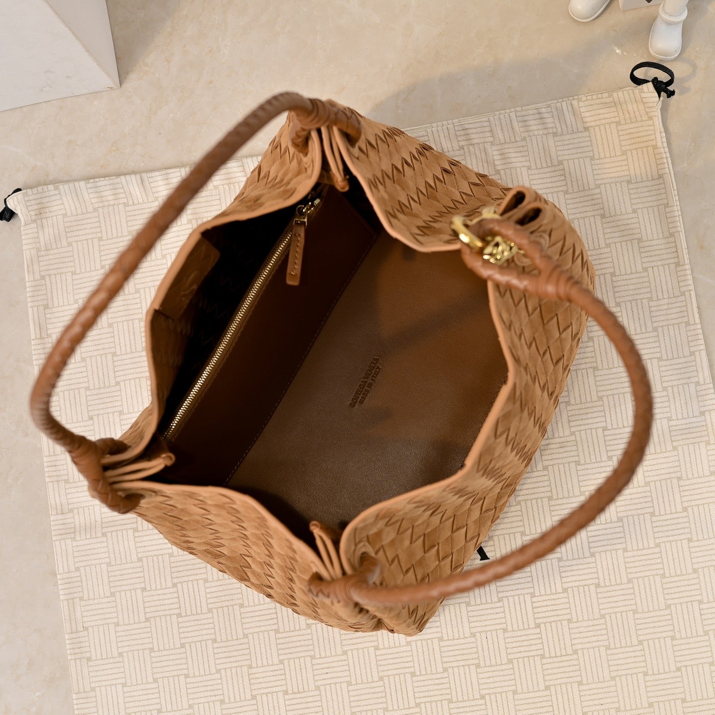 BV 26s Parachute Bag Brown Intrecciato Suede 291415