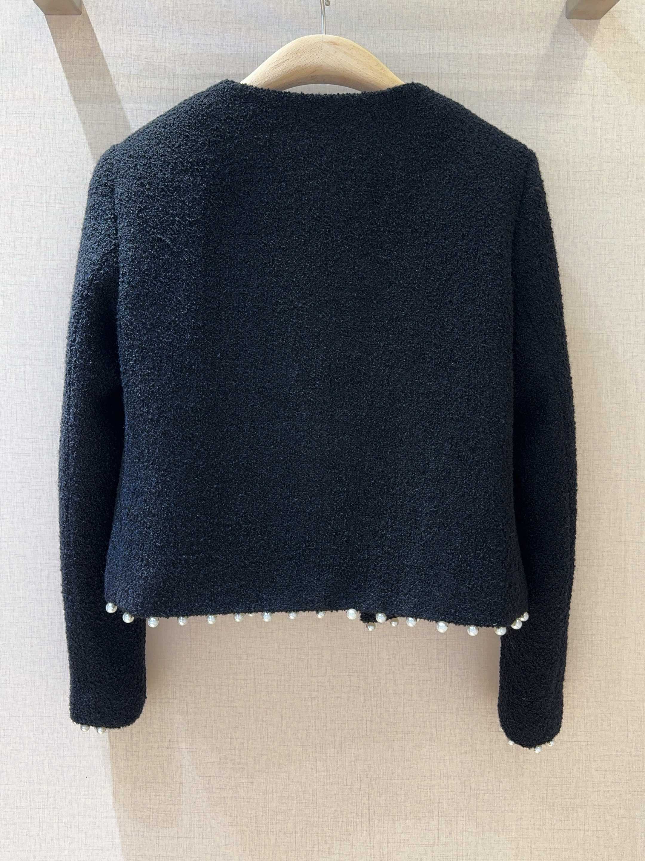 YSL 26s Cropped Jacket Navy Blue Tweed 413215