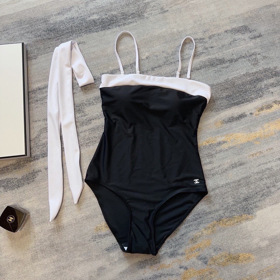 CC One-Piece Bikini Black White 201872
