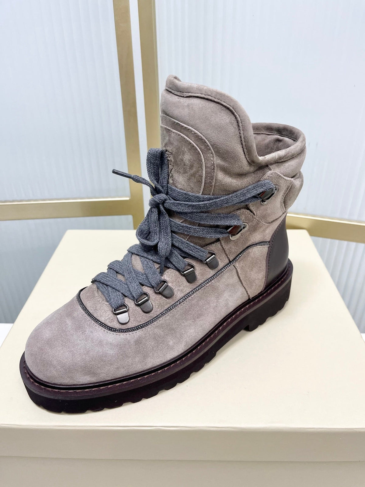 Brunello 26s Boots 4cm Grey Suede 187954