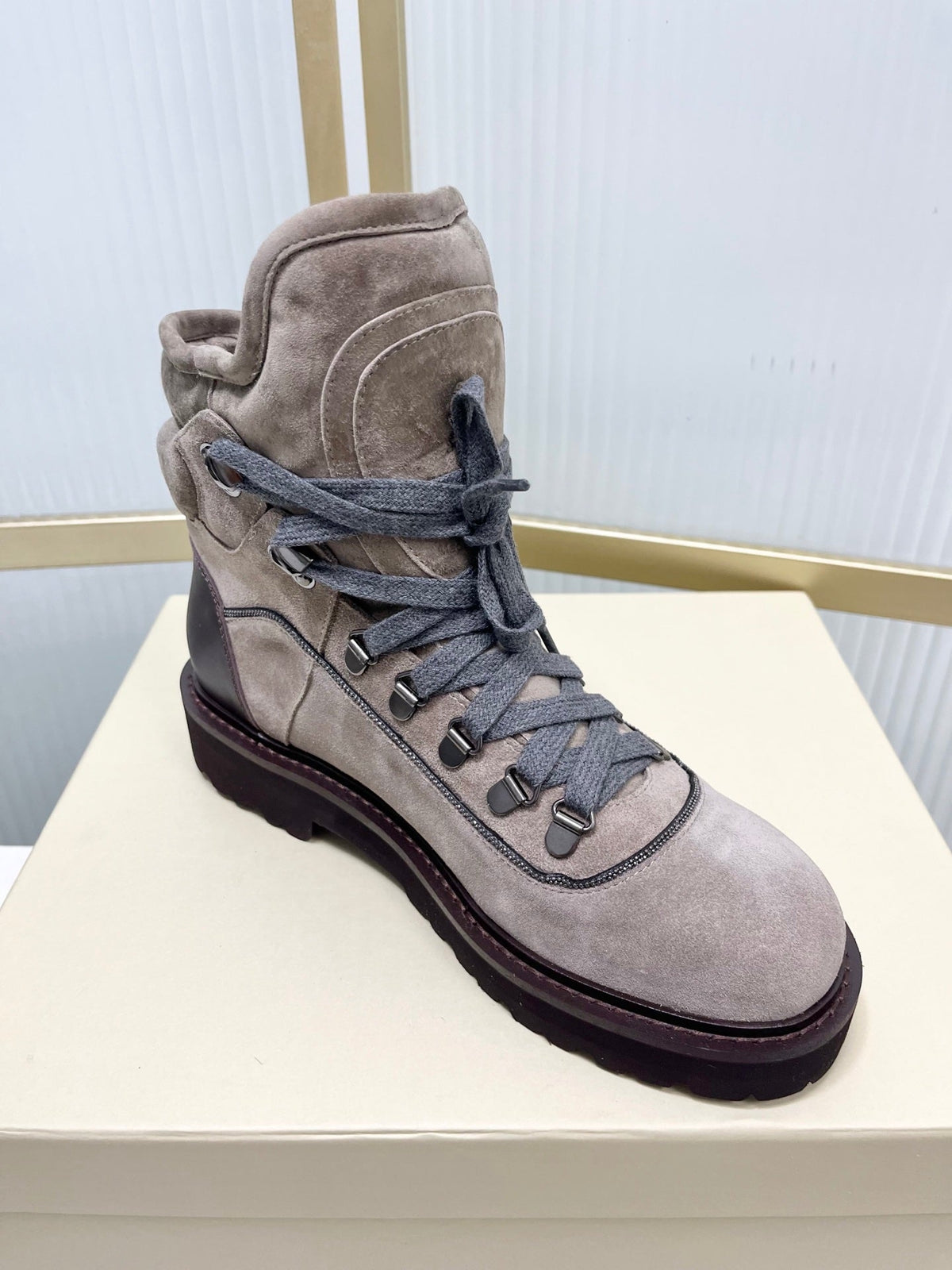 Brunello 26s Boots 4cm Grey Suede 187954