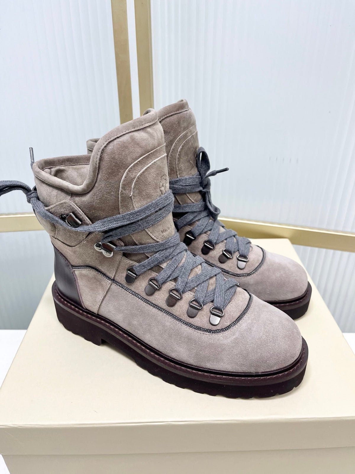 Brunello 26s Boots 4cm Grey Suede 187954