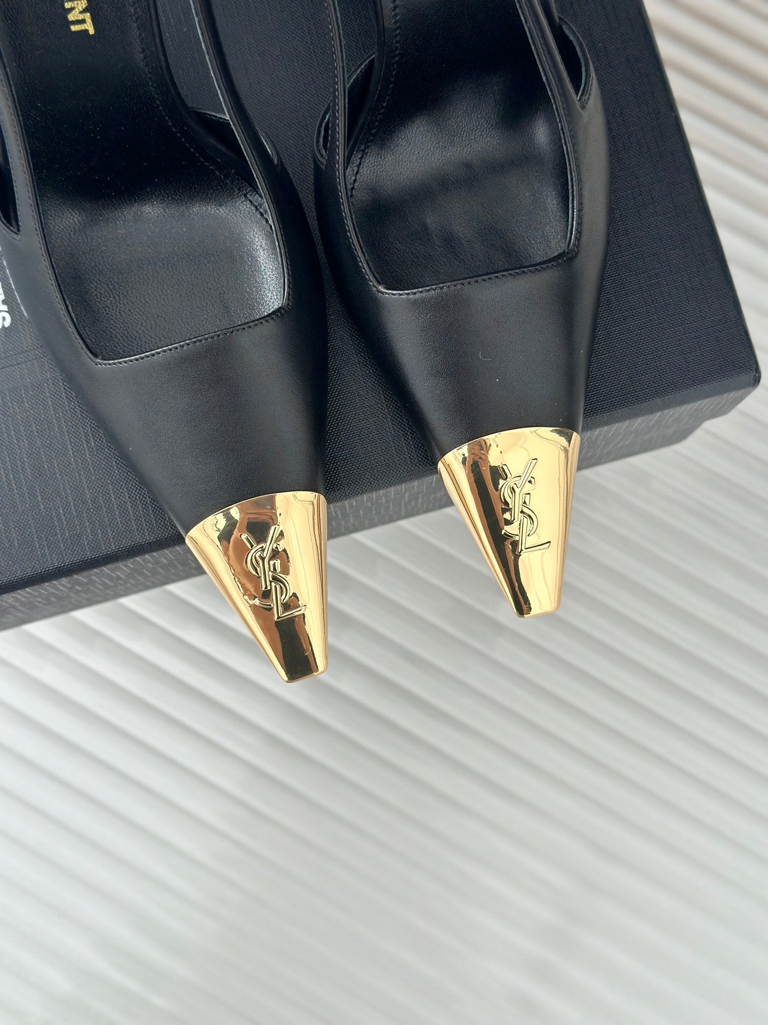 SL JEANNE SLINGBACK PUMPS BLACK CALFSKIN