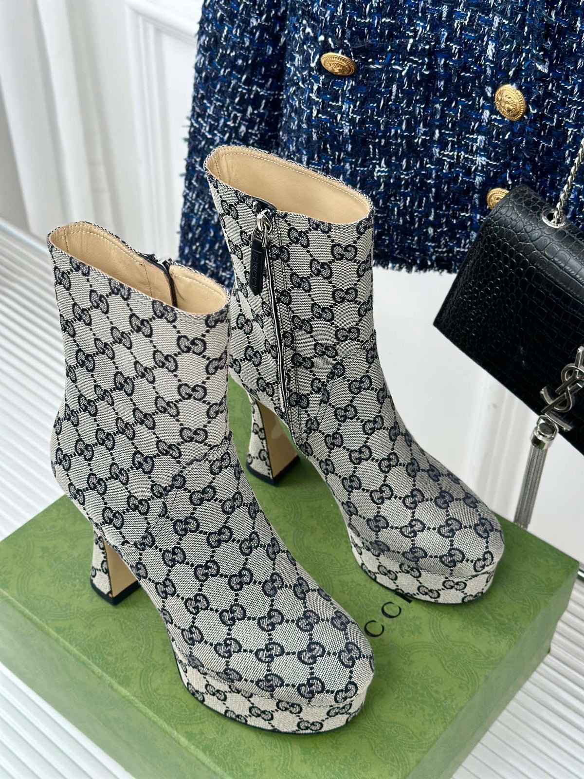 GG 26s Platform Ankle Boots 11.5cm Canvas 174671