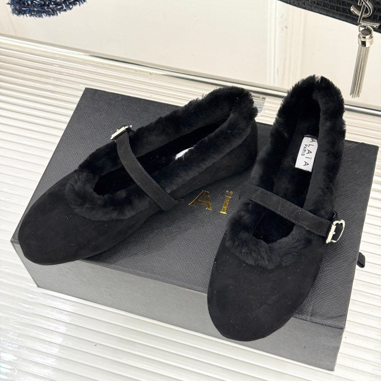Alaia 25WF Mary Jane black suede wool 472225