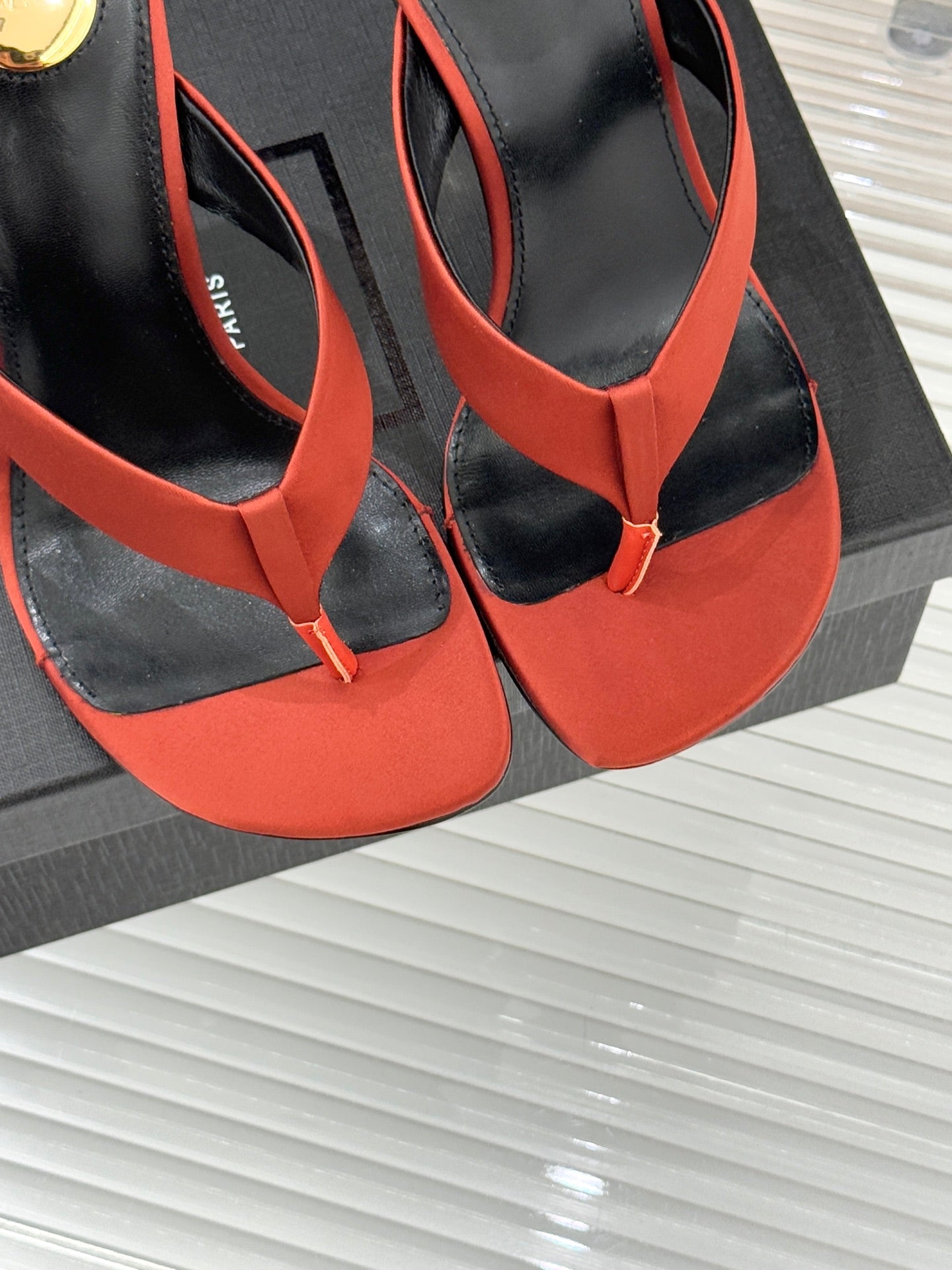 YSL Opyum Mule Sandals 8.5cm Orange Satin Leather