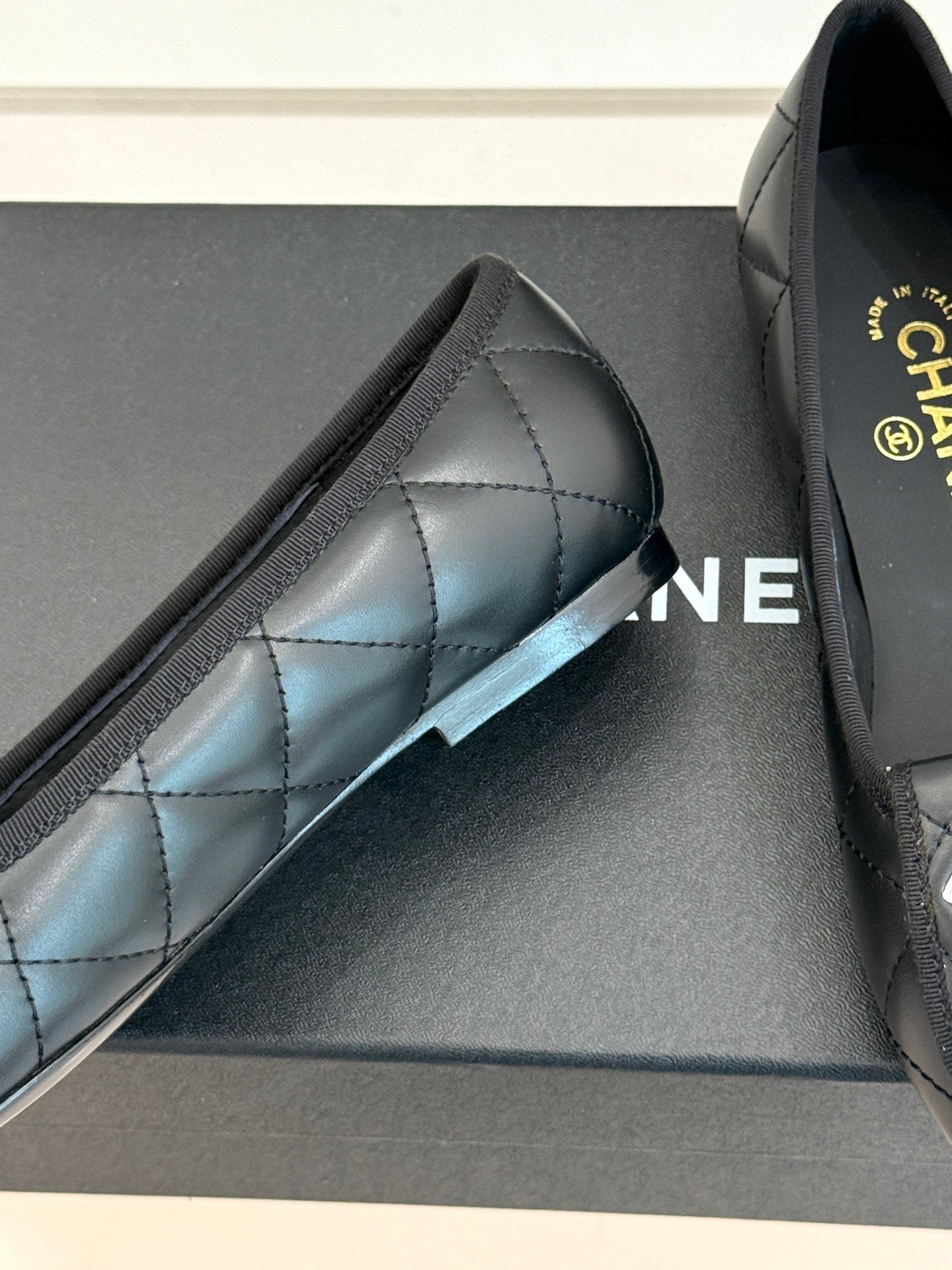 CC 26s Cambon Ballet Flats Black Quited Lambskin 887794
