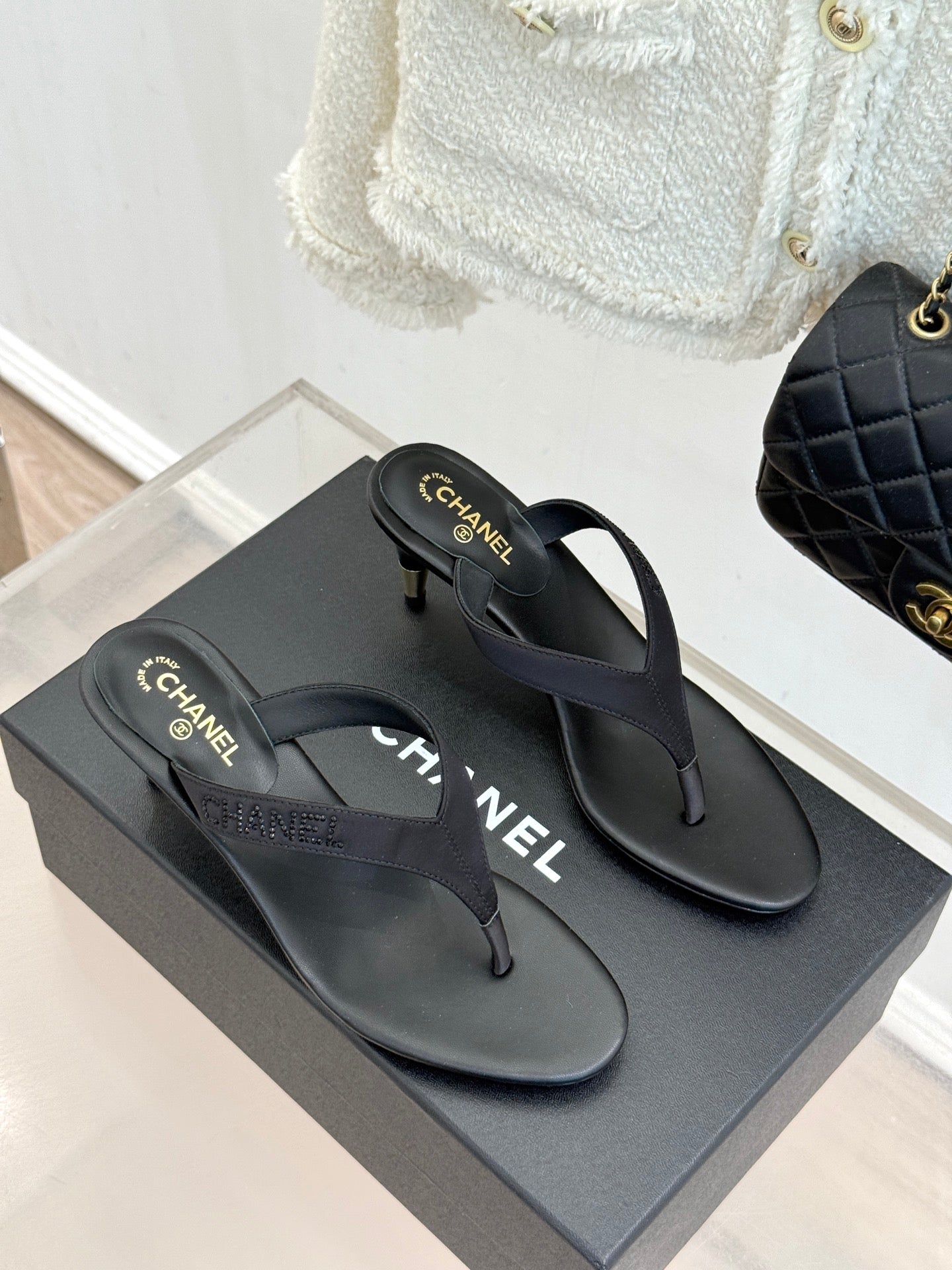 CC 2026 Thong Sandal 5.5cm Black Satin 825791