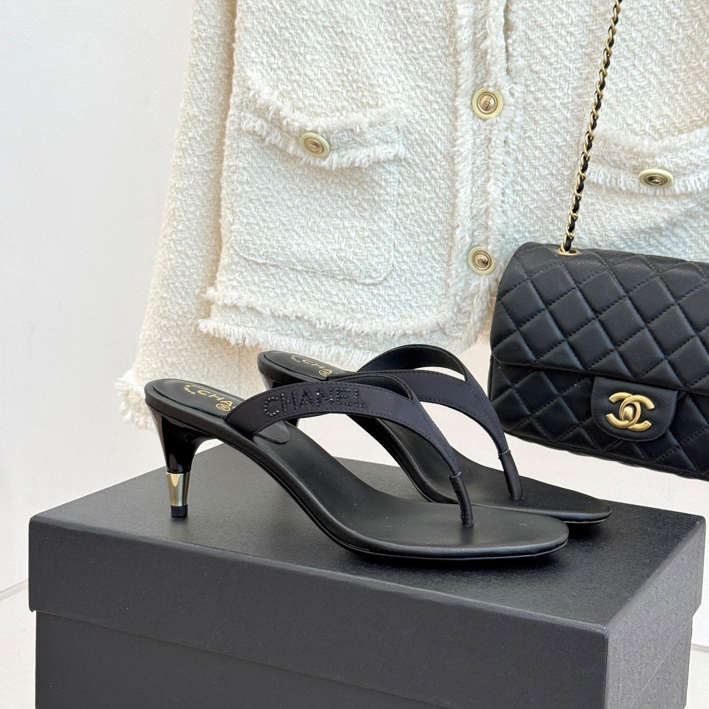 CC 2026 Thong Sandal 5.5cm Black Satin 825791