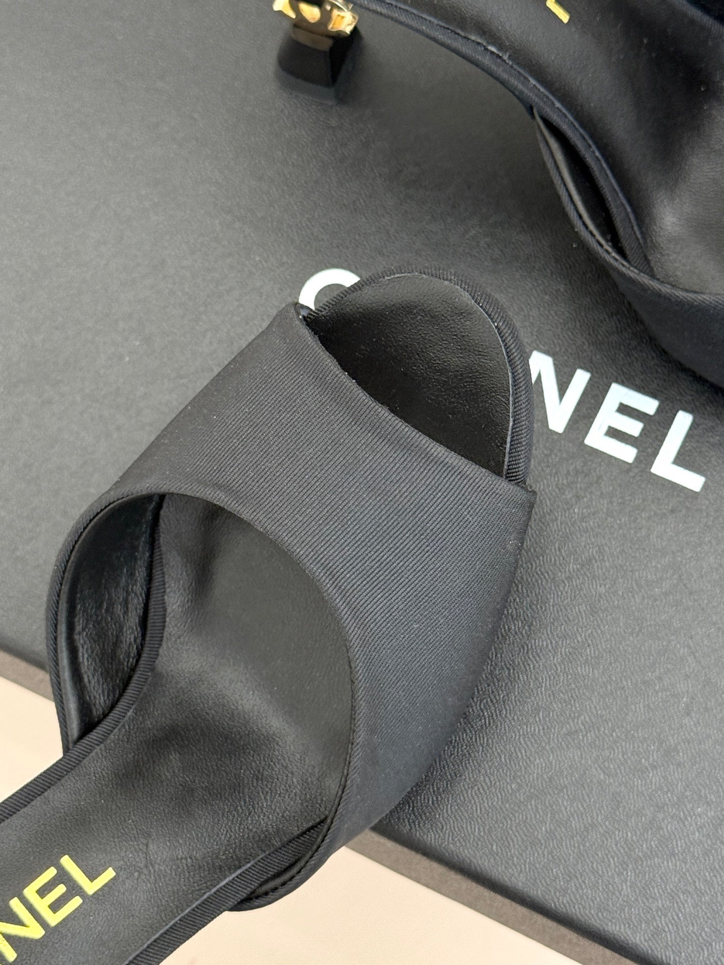 CC 26s Open-Toe Mule Sandals Black Satin 936839