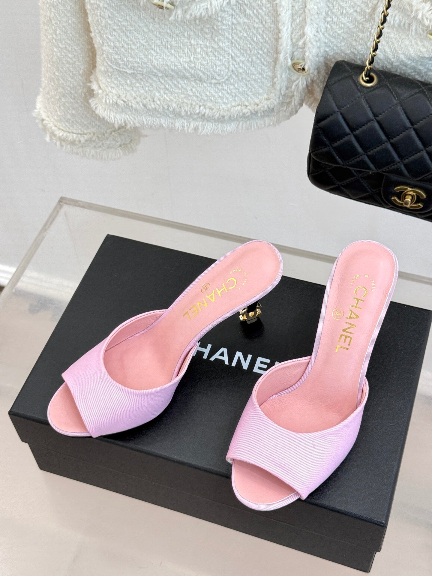 CC 26s Open-Toe Mule Sandals Pink Satin 936840