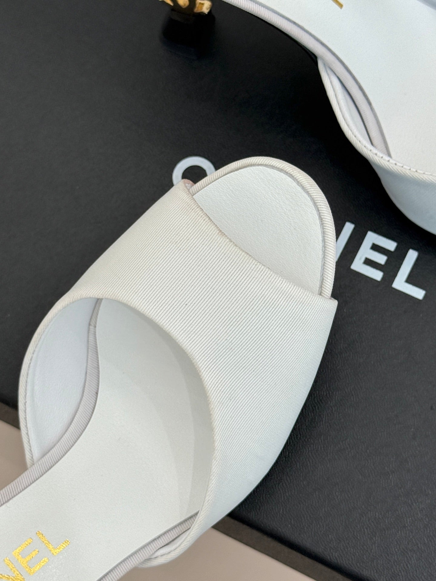 CC 26s Open-Toe Mule Sandals White Satin 936842