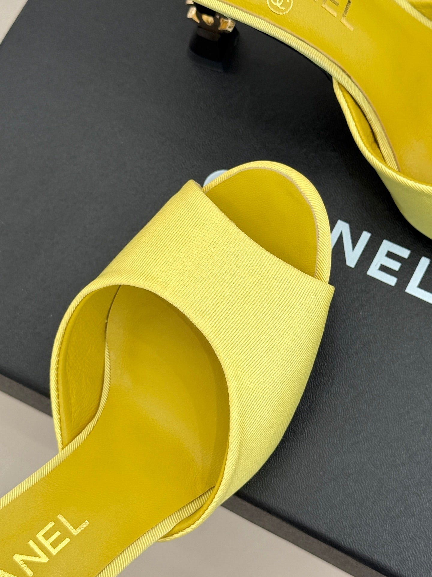 CC 26s Open-Toe Mule Sandals Yellow Satin 936843