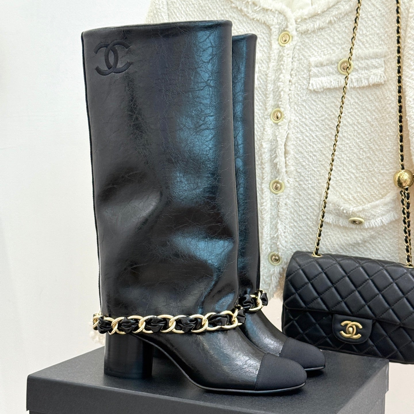 CC 26K Trousers Boot Black Crumpled Leather 904746