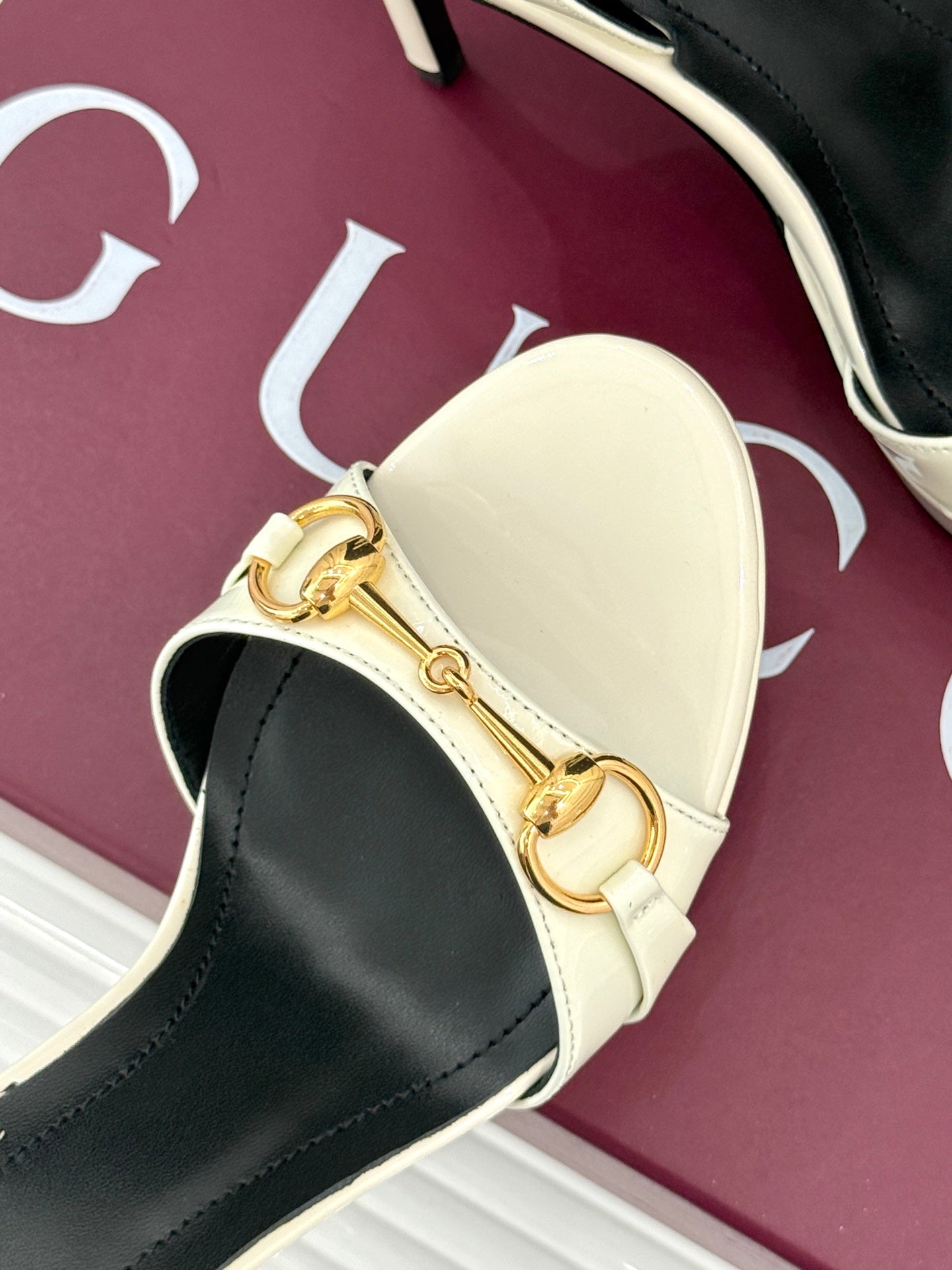 GG 26s Donna Platform Sandal 12cm White Patent Leather 991729