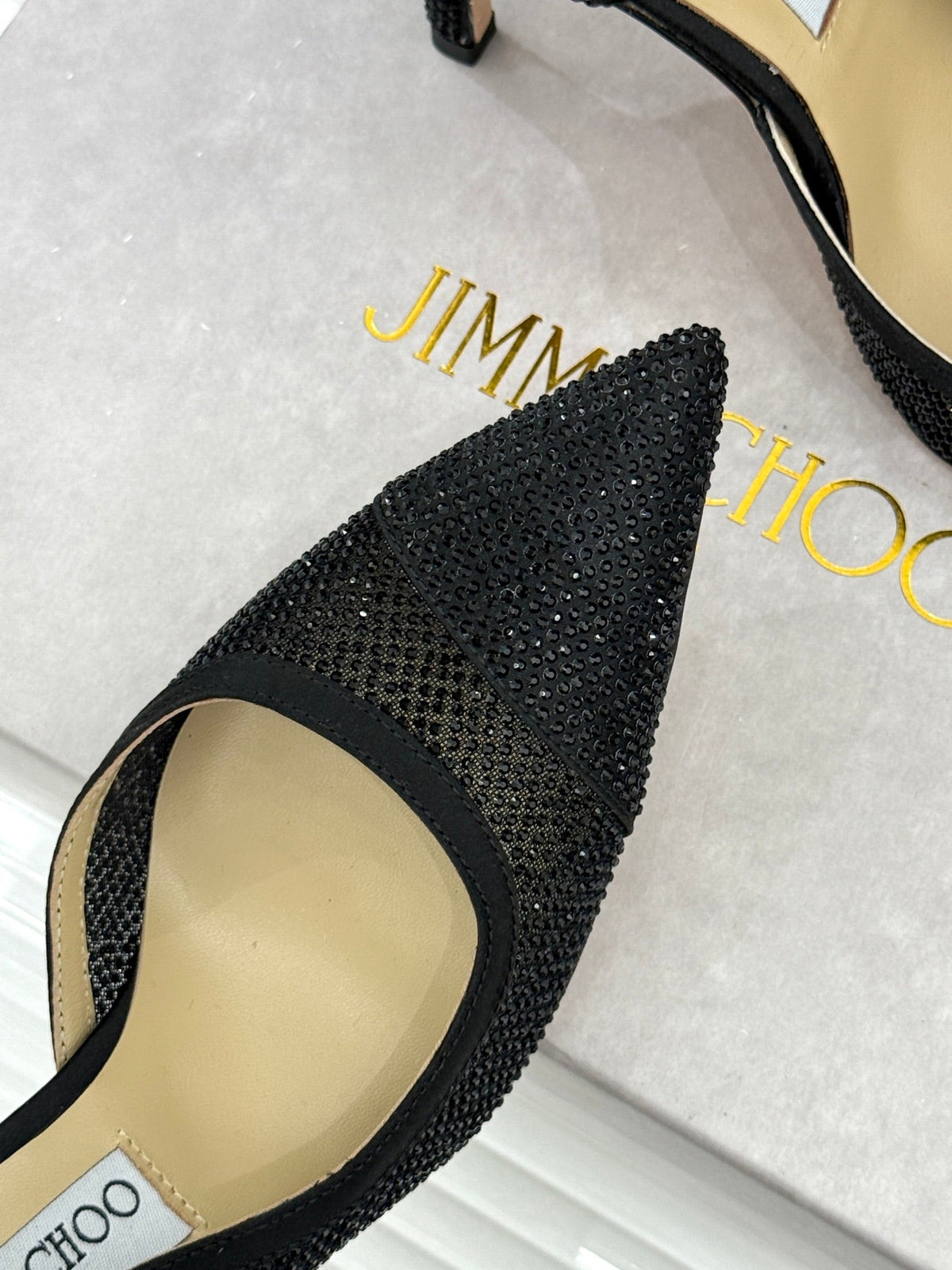 JC 26s Brigitte Pumps 10cm Mesh Tiny Crystals 174510