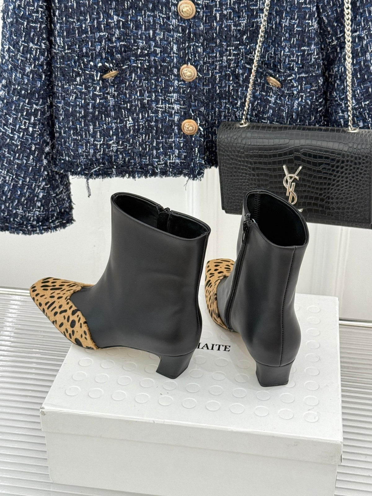 Khaite 26s Arizona Booties 4cm Leopard Leather 175075