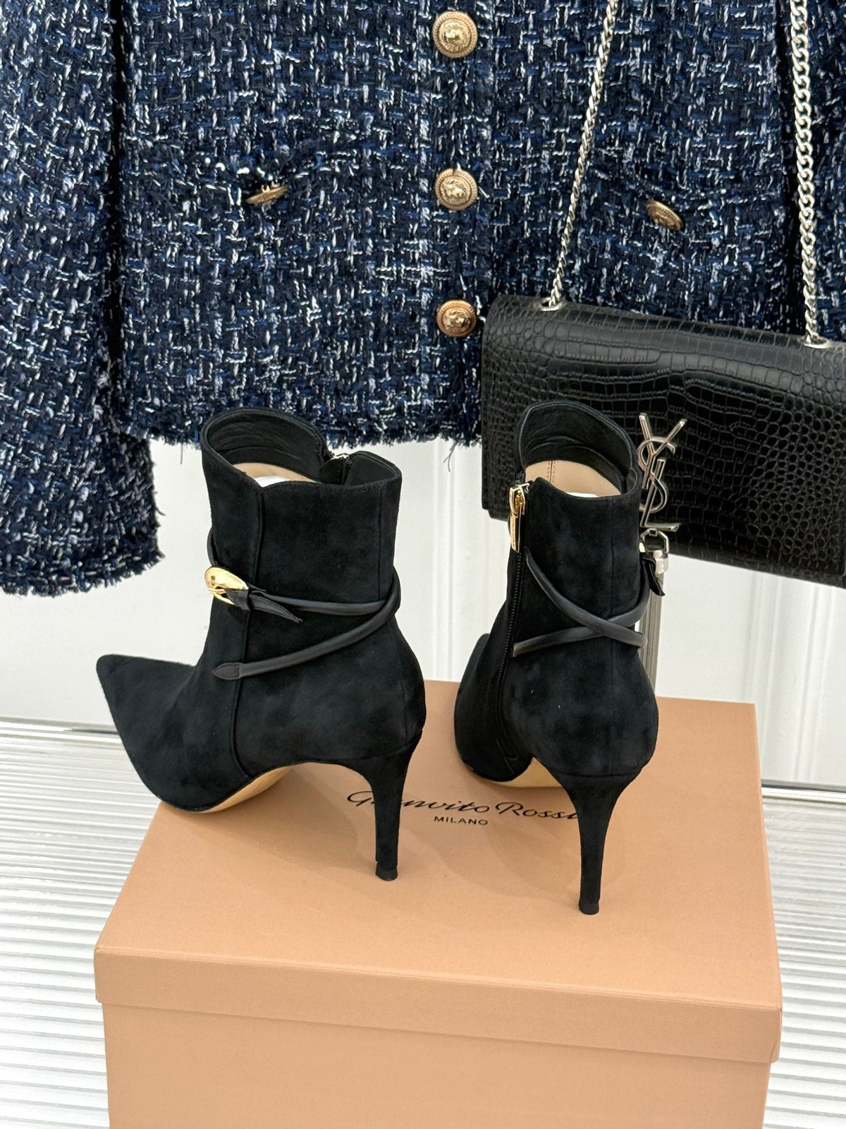 GR 26s Jungle Mamba Booties 8cm Black Suede 175079