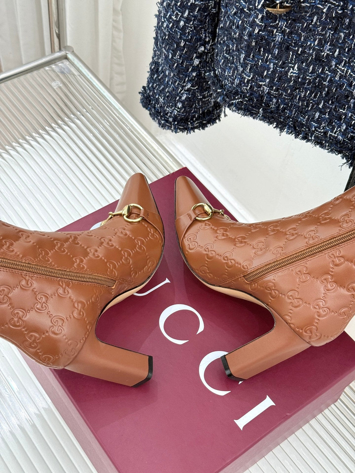 GG 26s Horsebit Ankle Boots 7.5cm Leather 174664