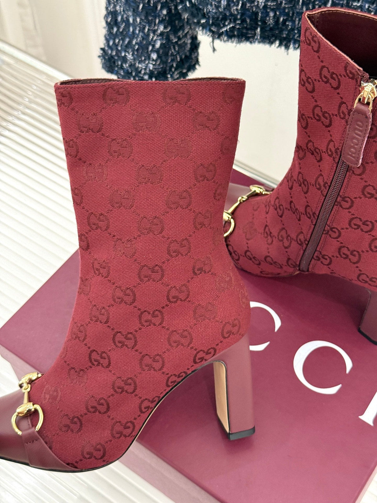 GG 26s Horsebit Ankle Boots 7.5cm Canvas 174667