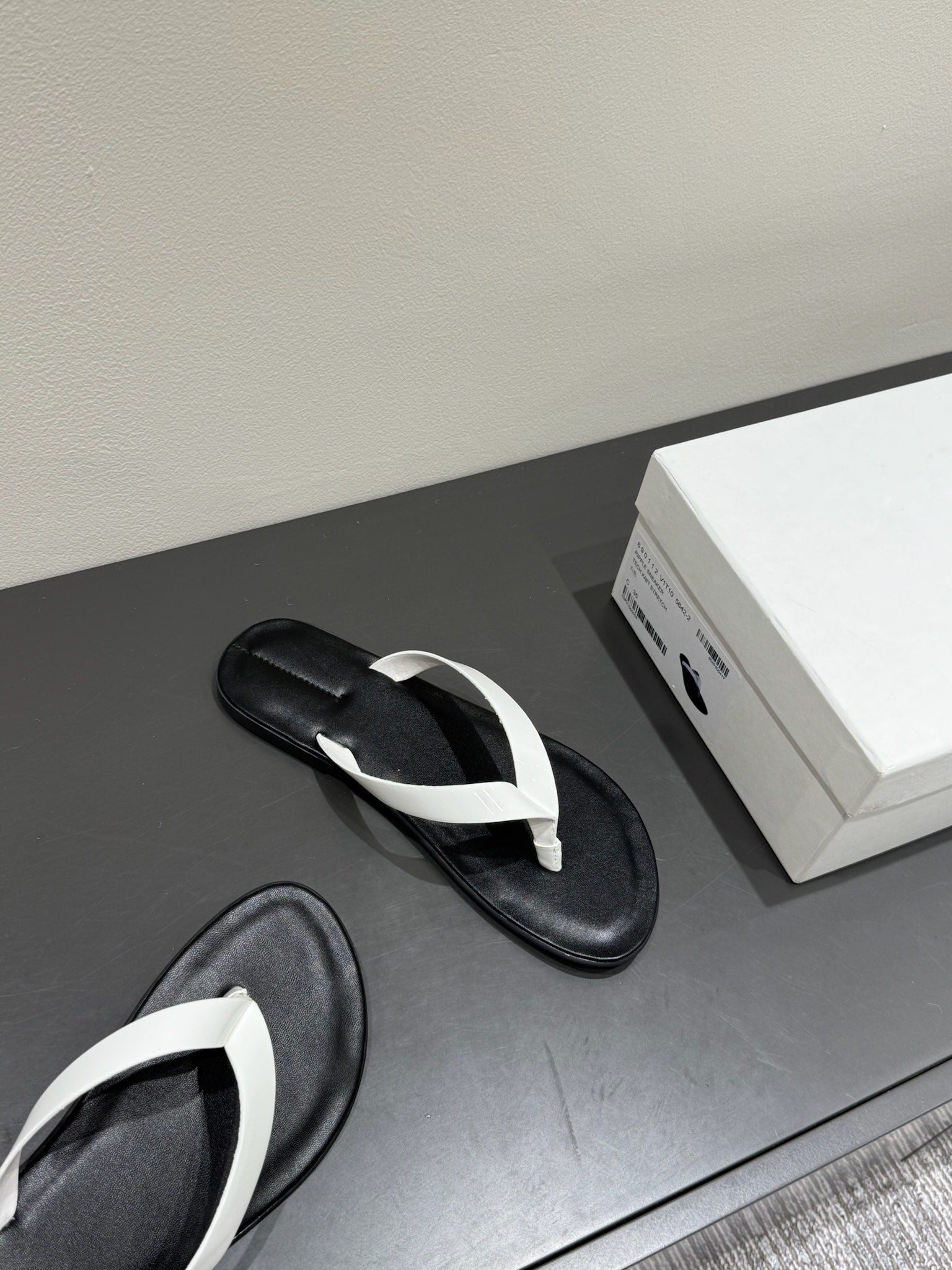 The Row Thong Sandal  Black And White  Patent leather 337445
