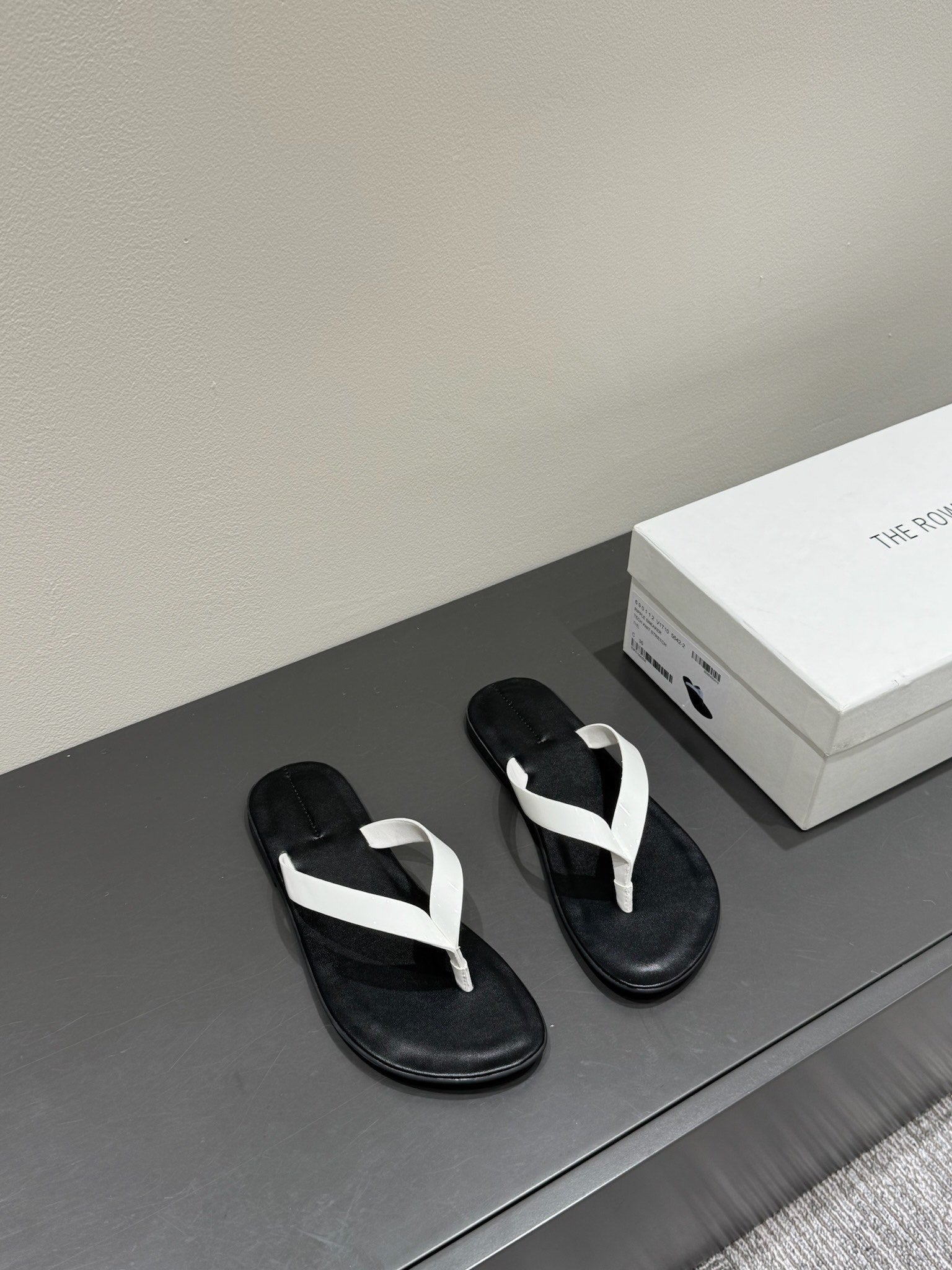 The Row Thong Sandal  Black And White  Patent leather 337445