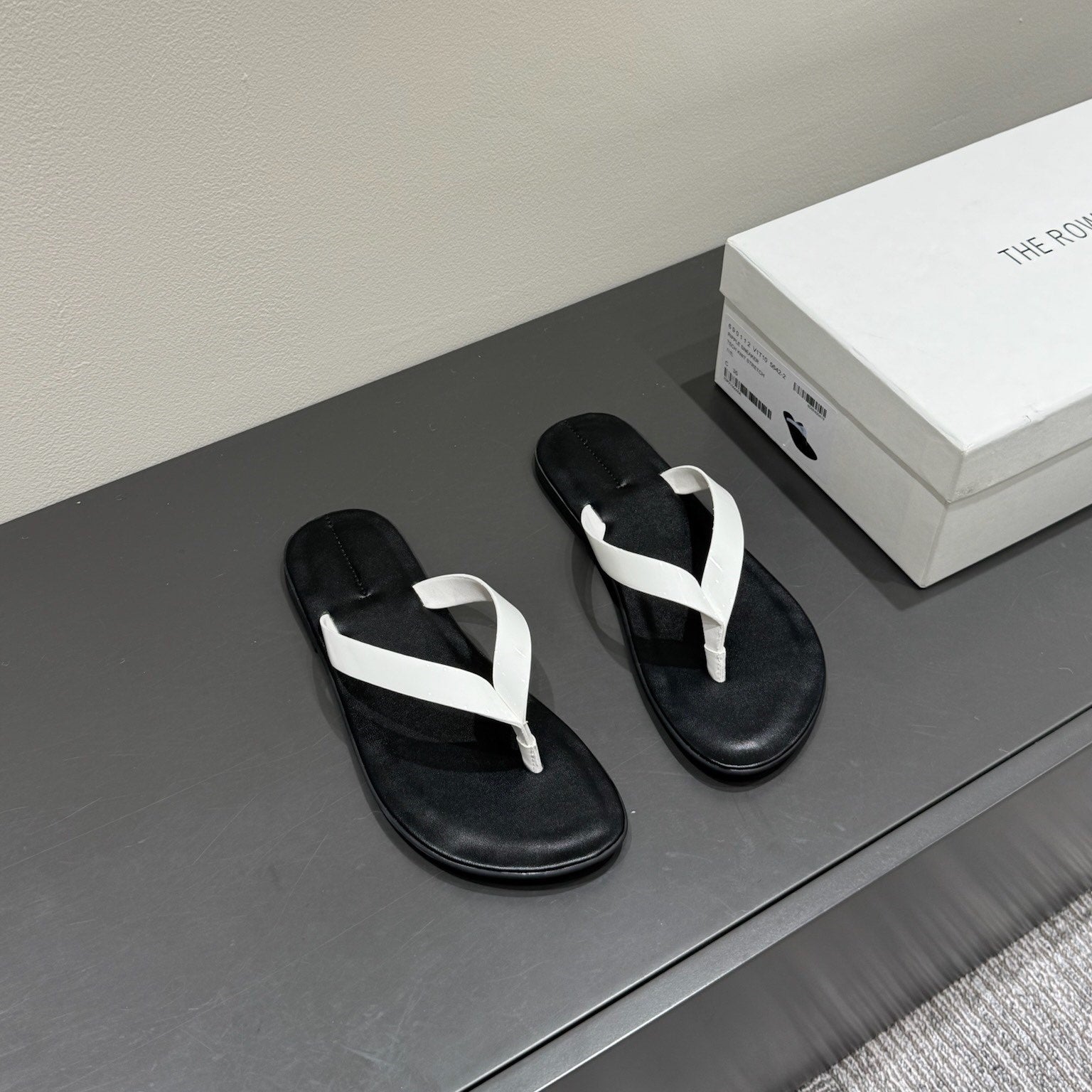 The Row Thong Sandal  Black And White  Patent leather 337445
