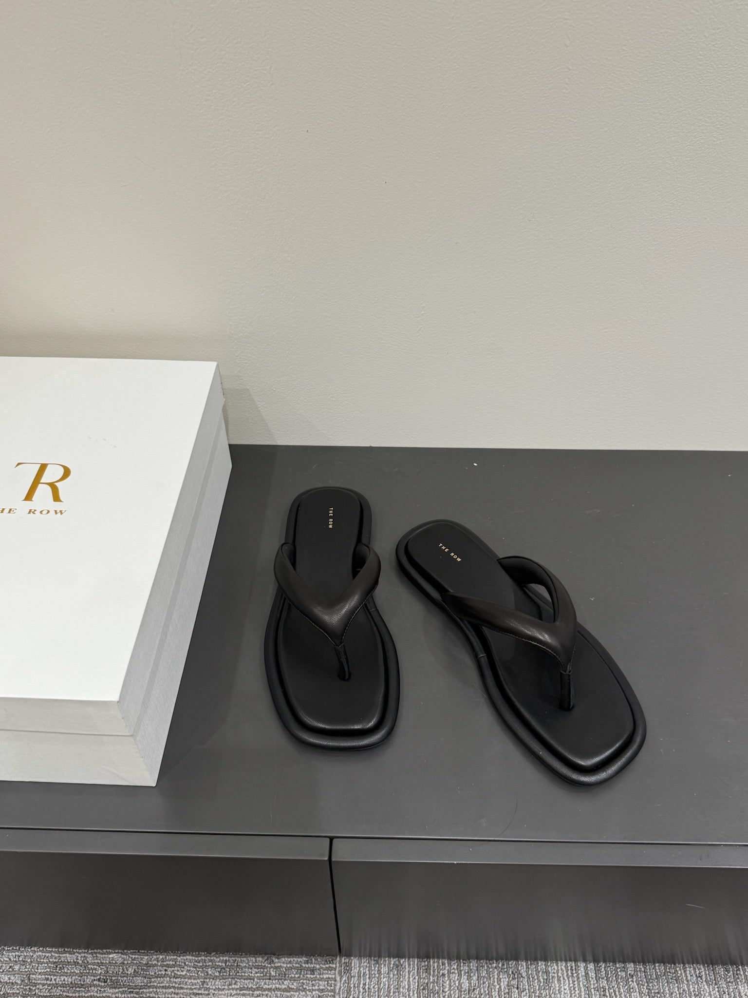 The Row Thong Sandal  Black  Sheepskin 337477
