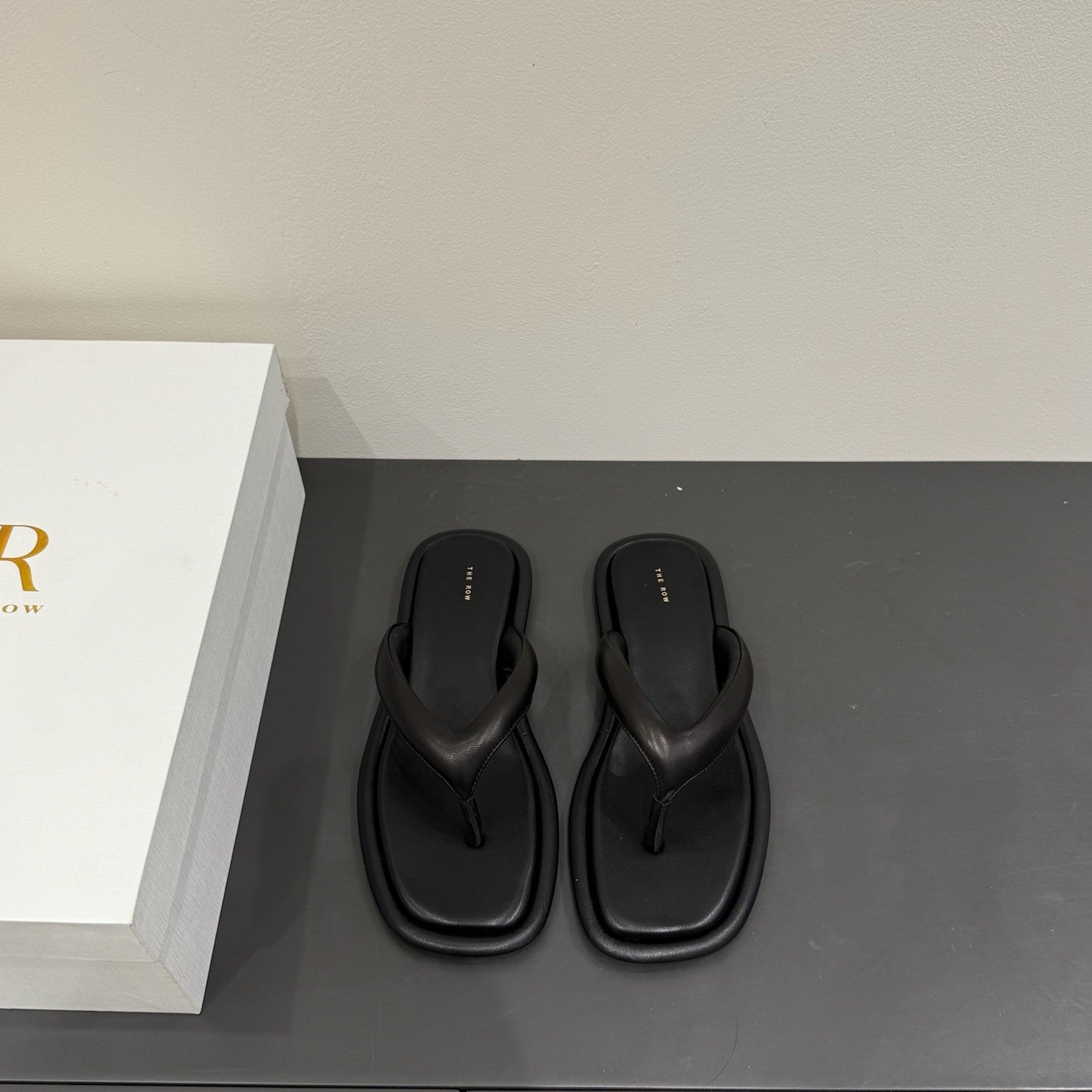 The Row Thong Sandal  Black  Sheepskin 337477