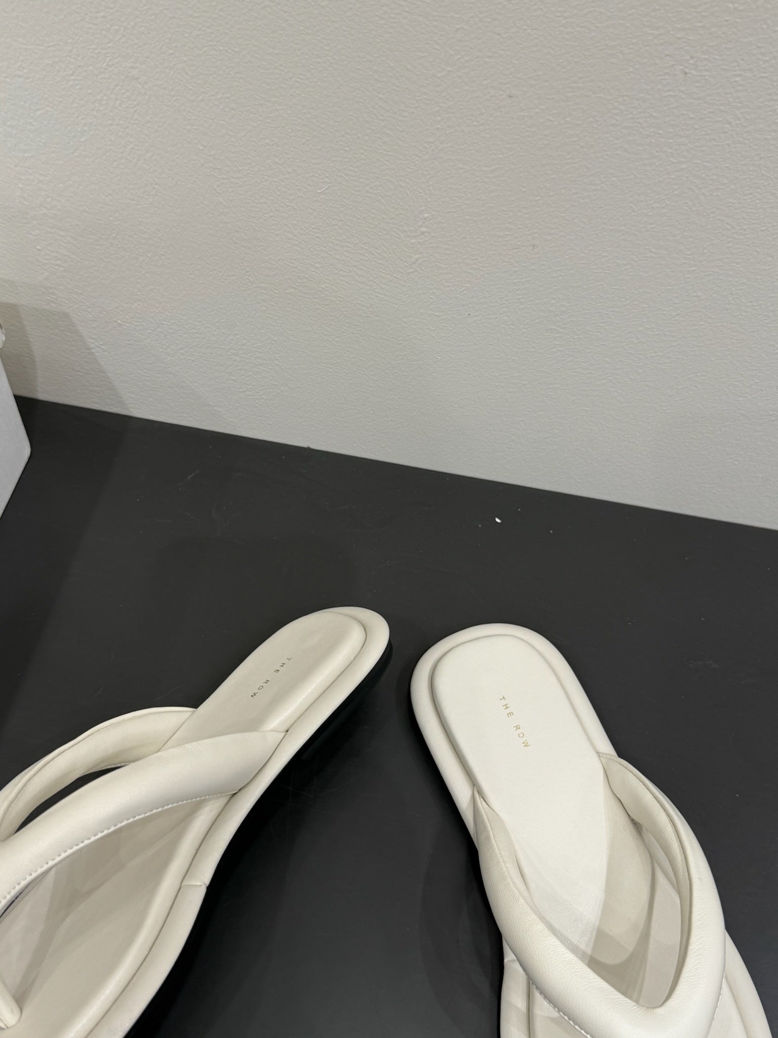 The Row Thong Sandal  White Sheepskin 337479