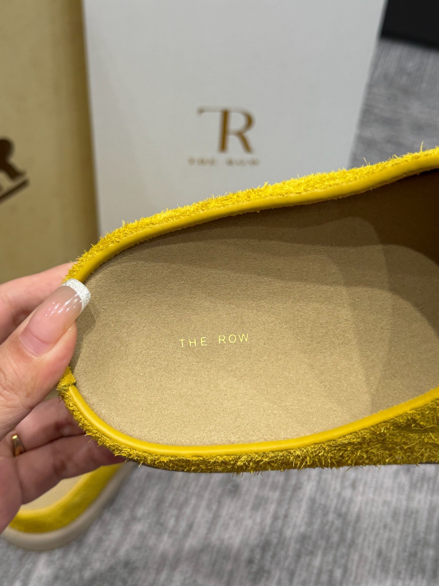 The Row Slide Sandals Yellow Cow Suede 337472