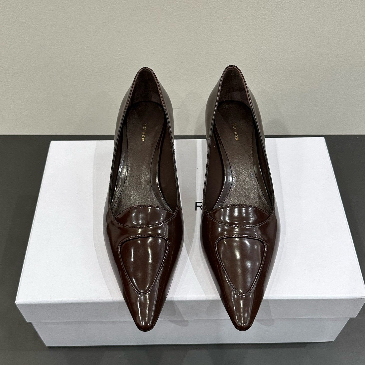 The Row Viv Kitten Pumps 35mm Dark Brown Leather 337489