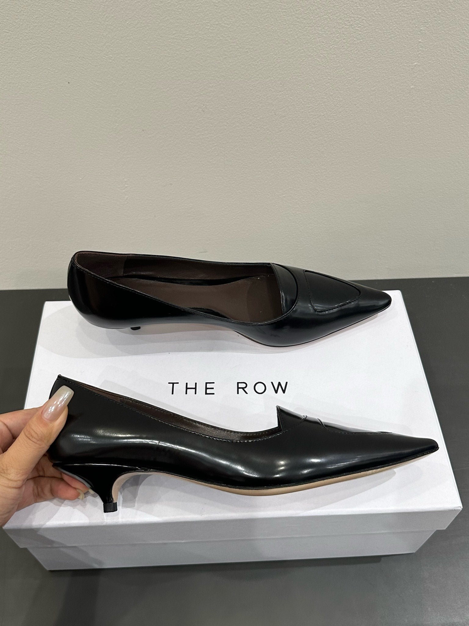 The Row Viv Kitten Pumps 35mm Black Leather 337490