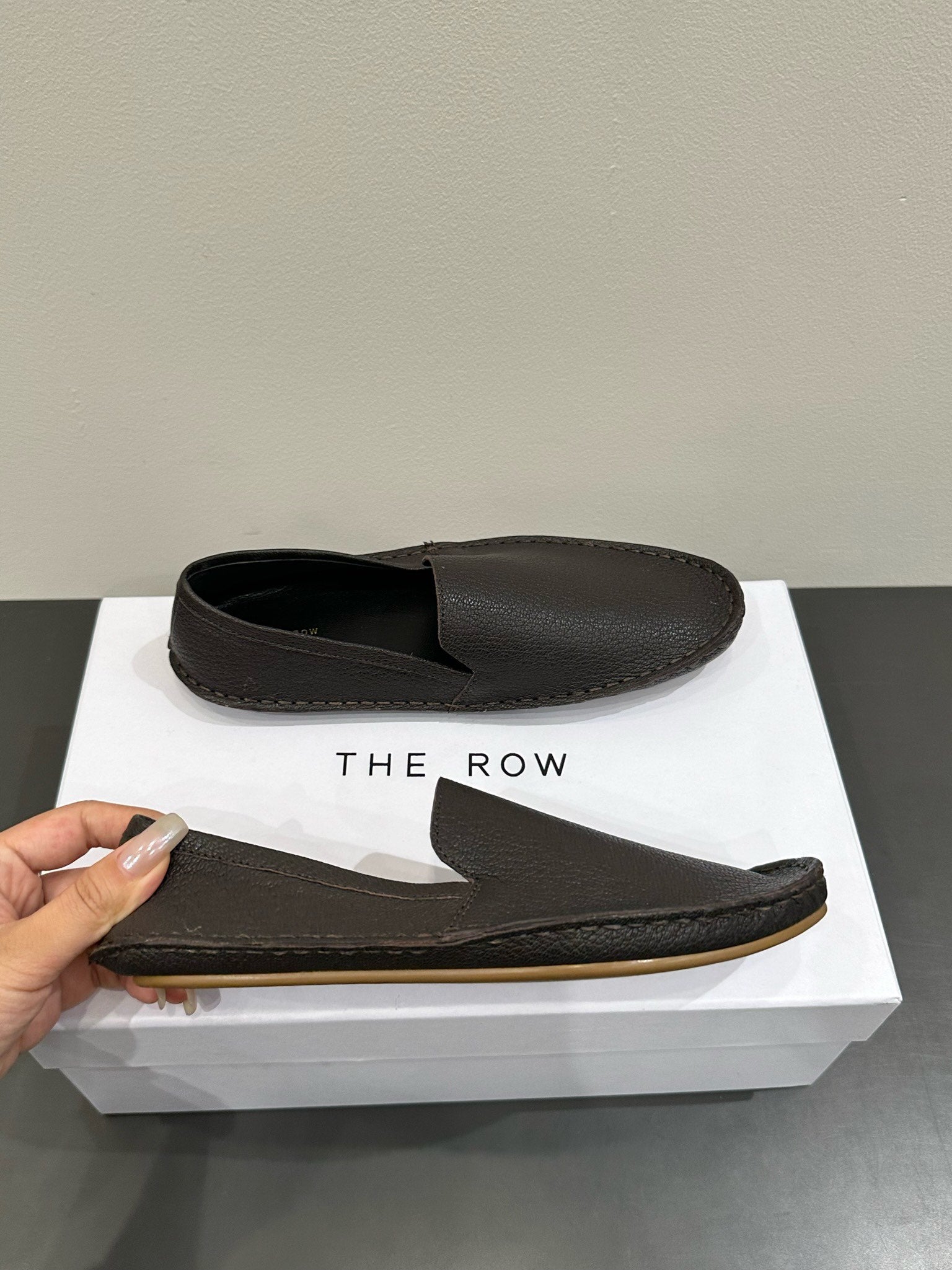 The Row Vasko Slippers Dark Brown Leather 337492
