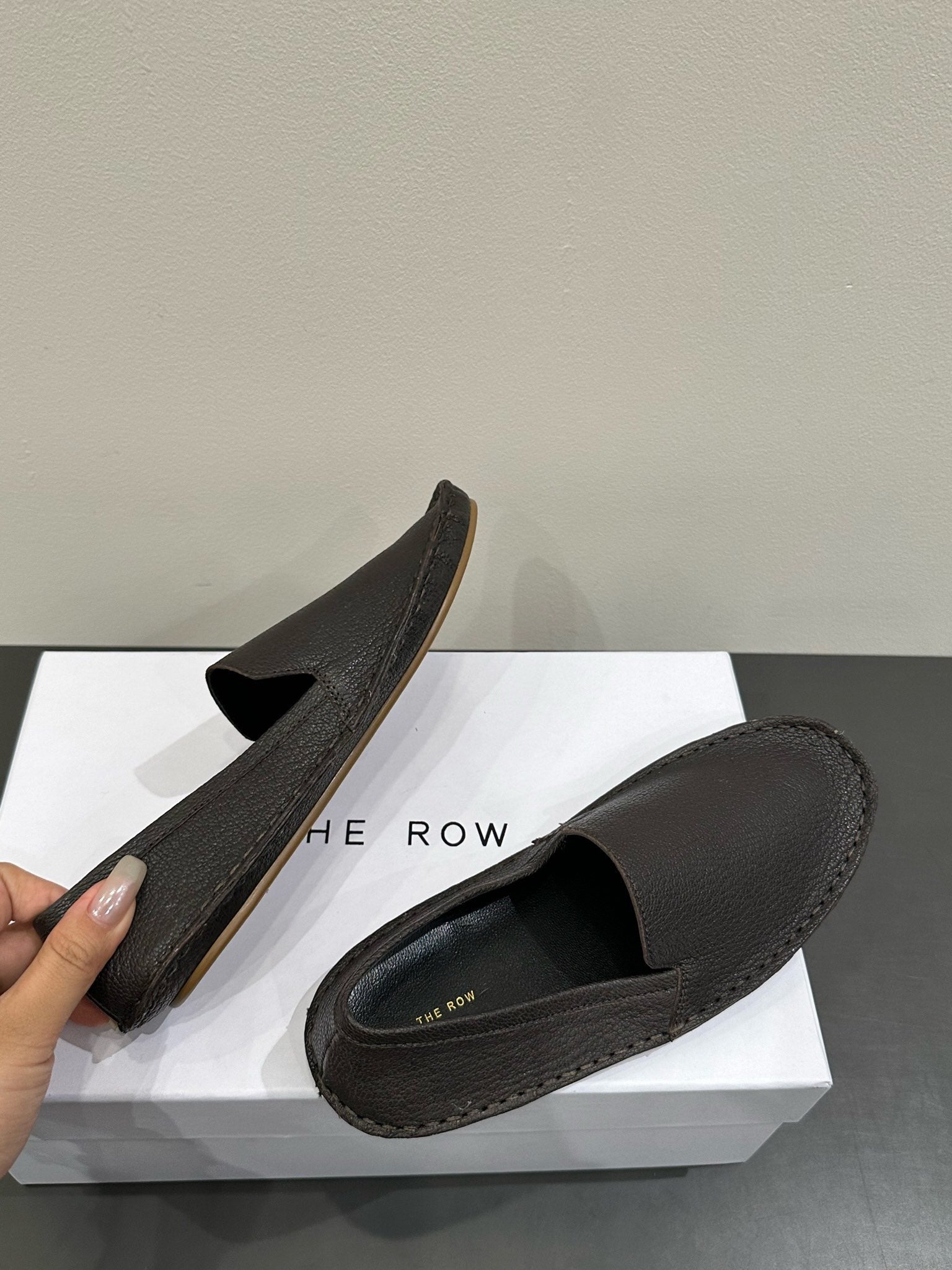 The Row Vasko Slippers Dark Brown Leather 337492