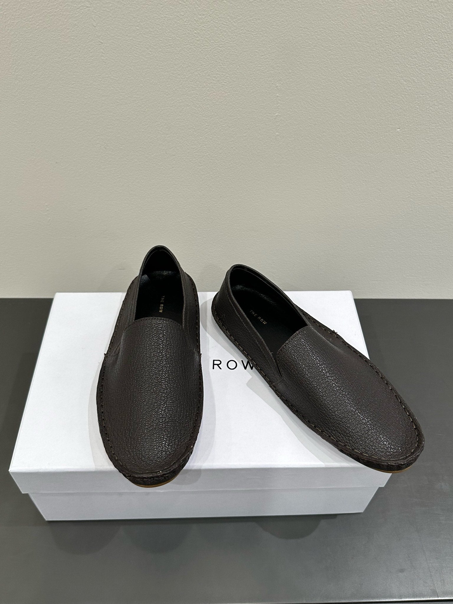 The Row Vasko Slippers Dark Brown Leather 337492