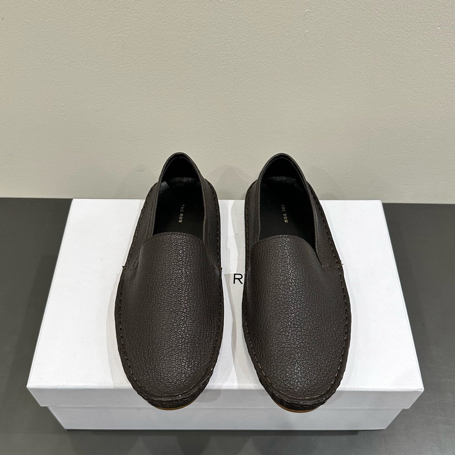 The Row Vasko Slippers Dark Brown Leather 337492