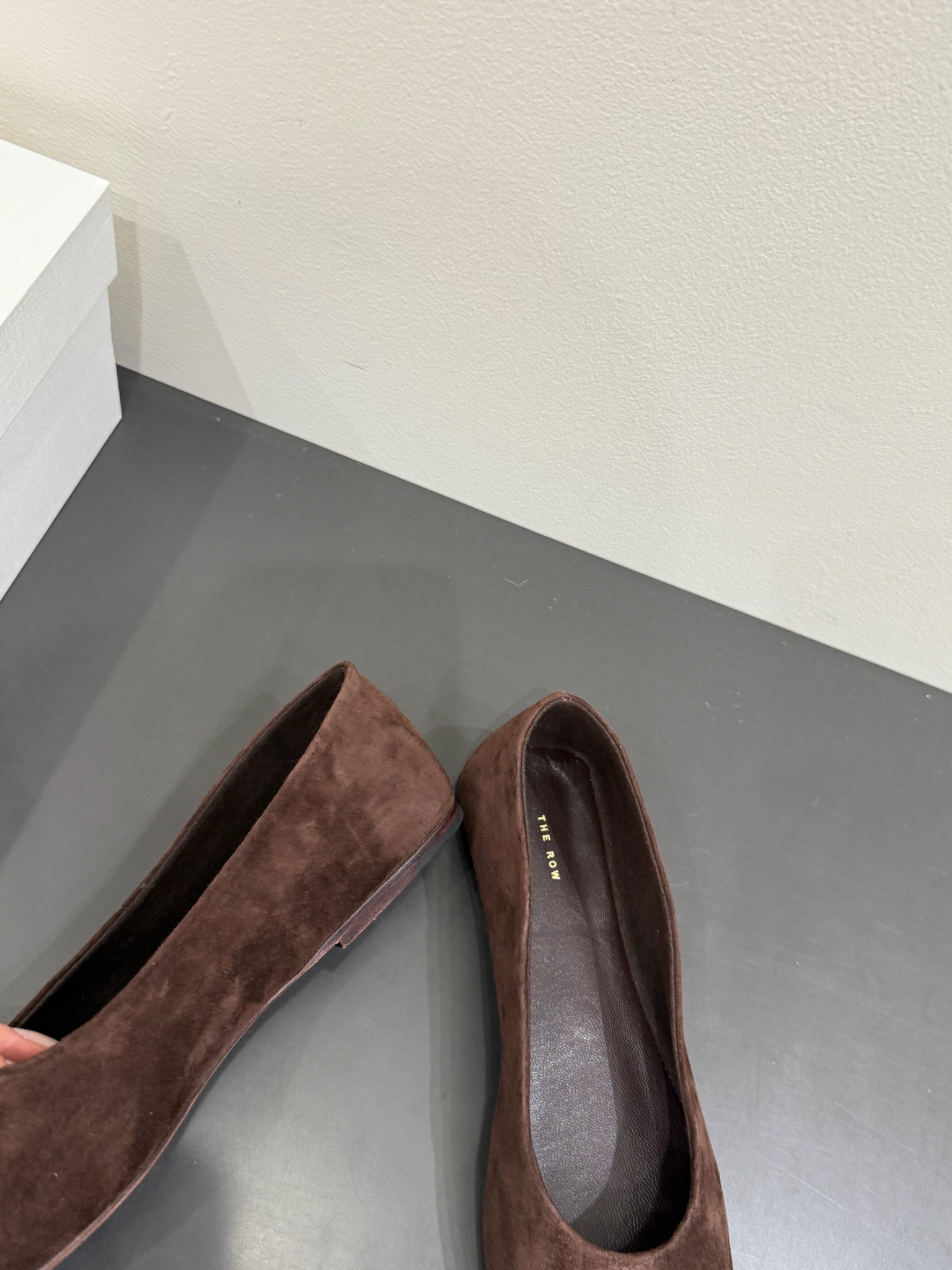The Row Ballet Flats Dark Brown Cow Suede 337495