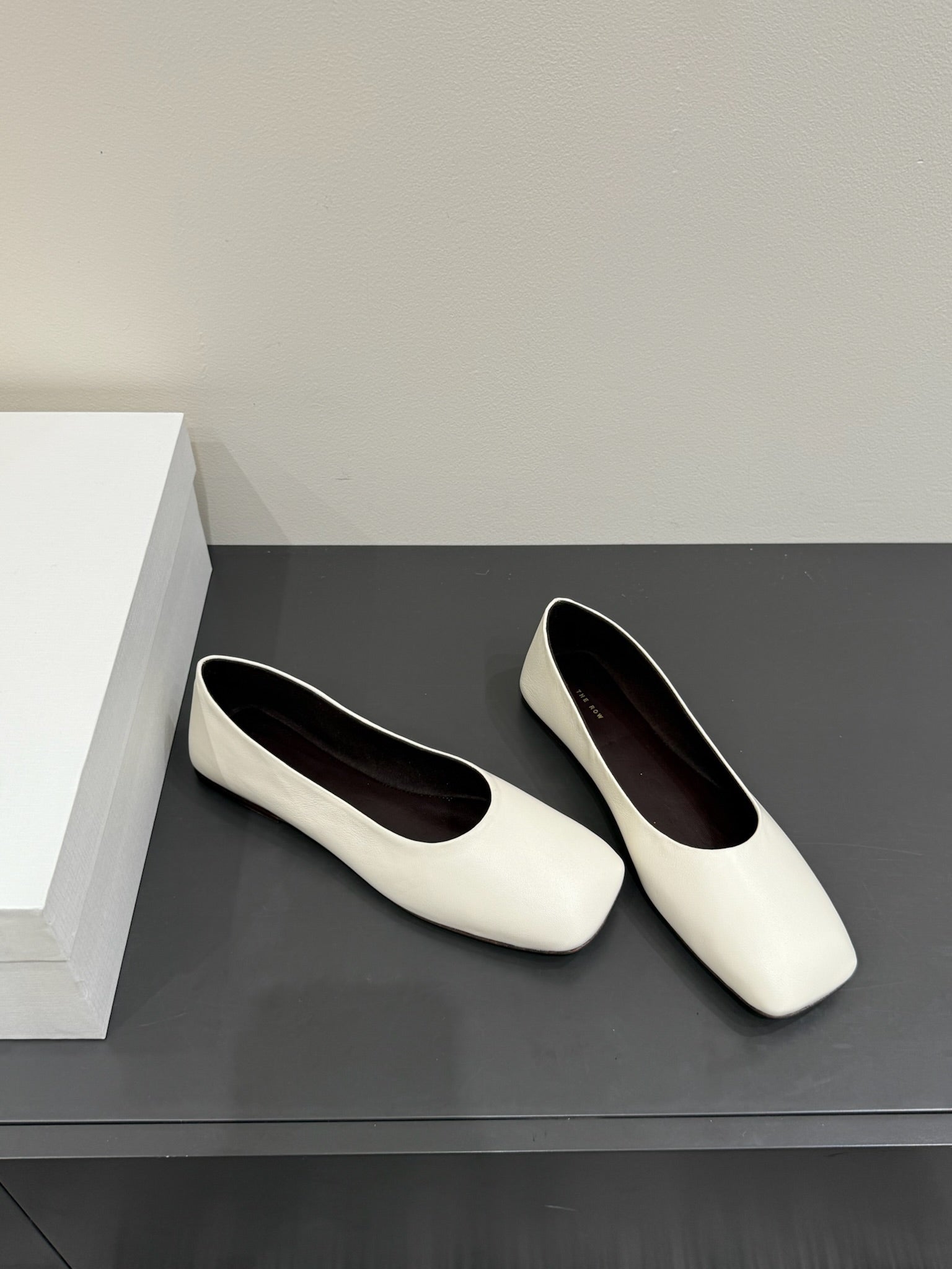The Row Ballet Flats White Cowhide 337496