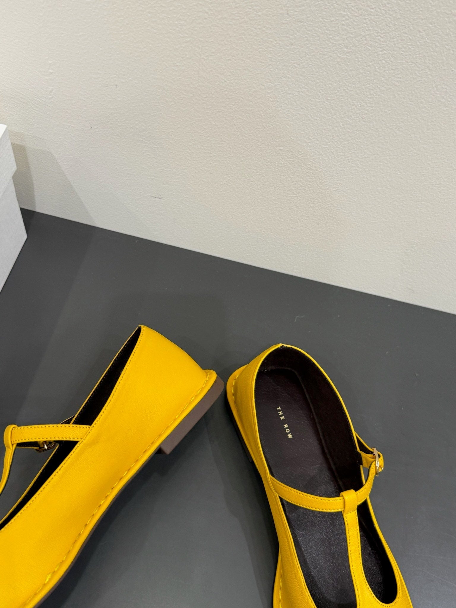 The Row Square T-Strap  Flat Yellow Sheepskin 337497