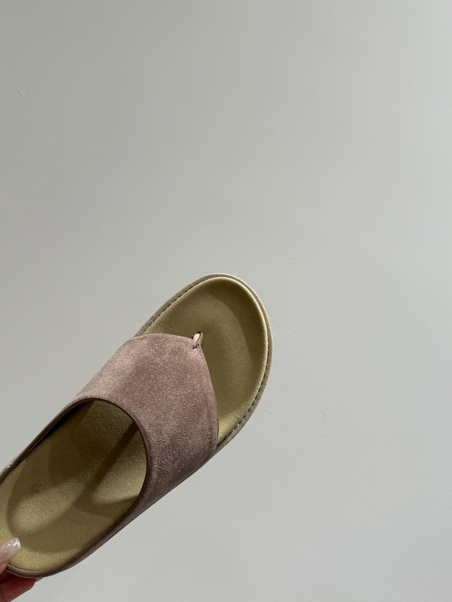 The Row Flat Sandal  Warm Beige Cow Suede 337500