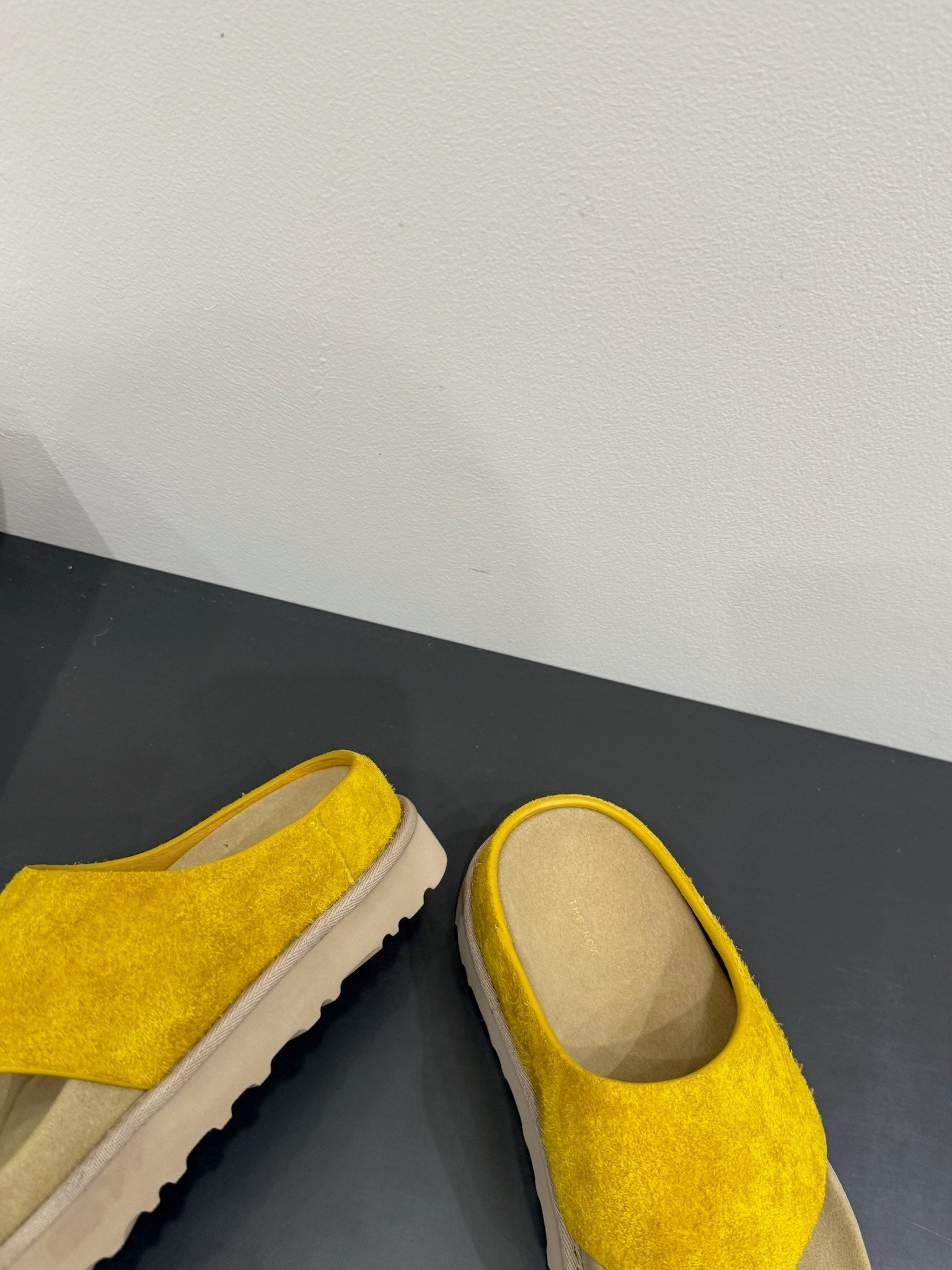 The Row Flat Sandal  Yellow Cow Suede 337502