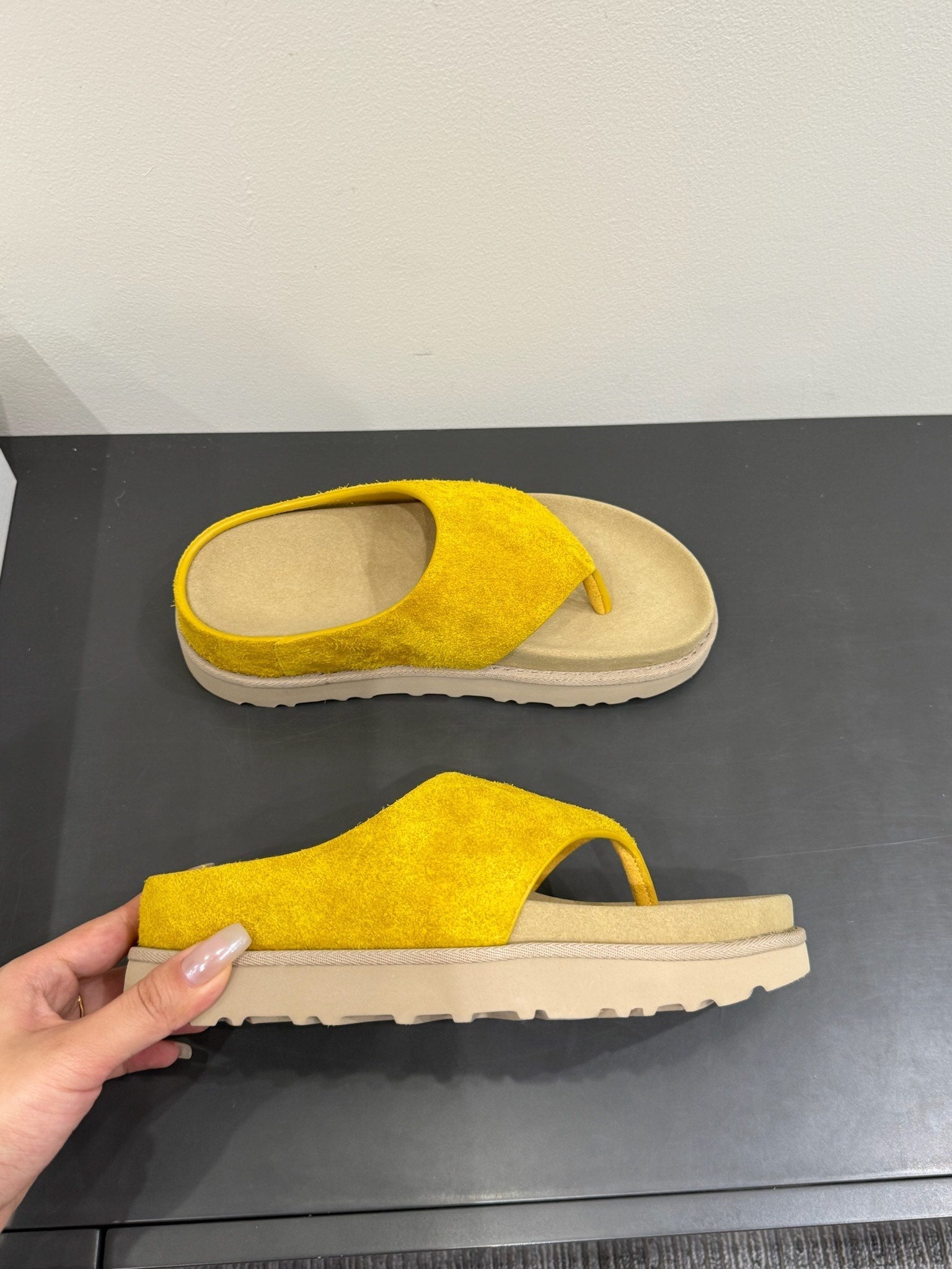 The Row Flat Sandal  Yellow Cow Suede 337502