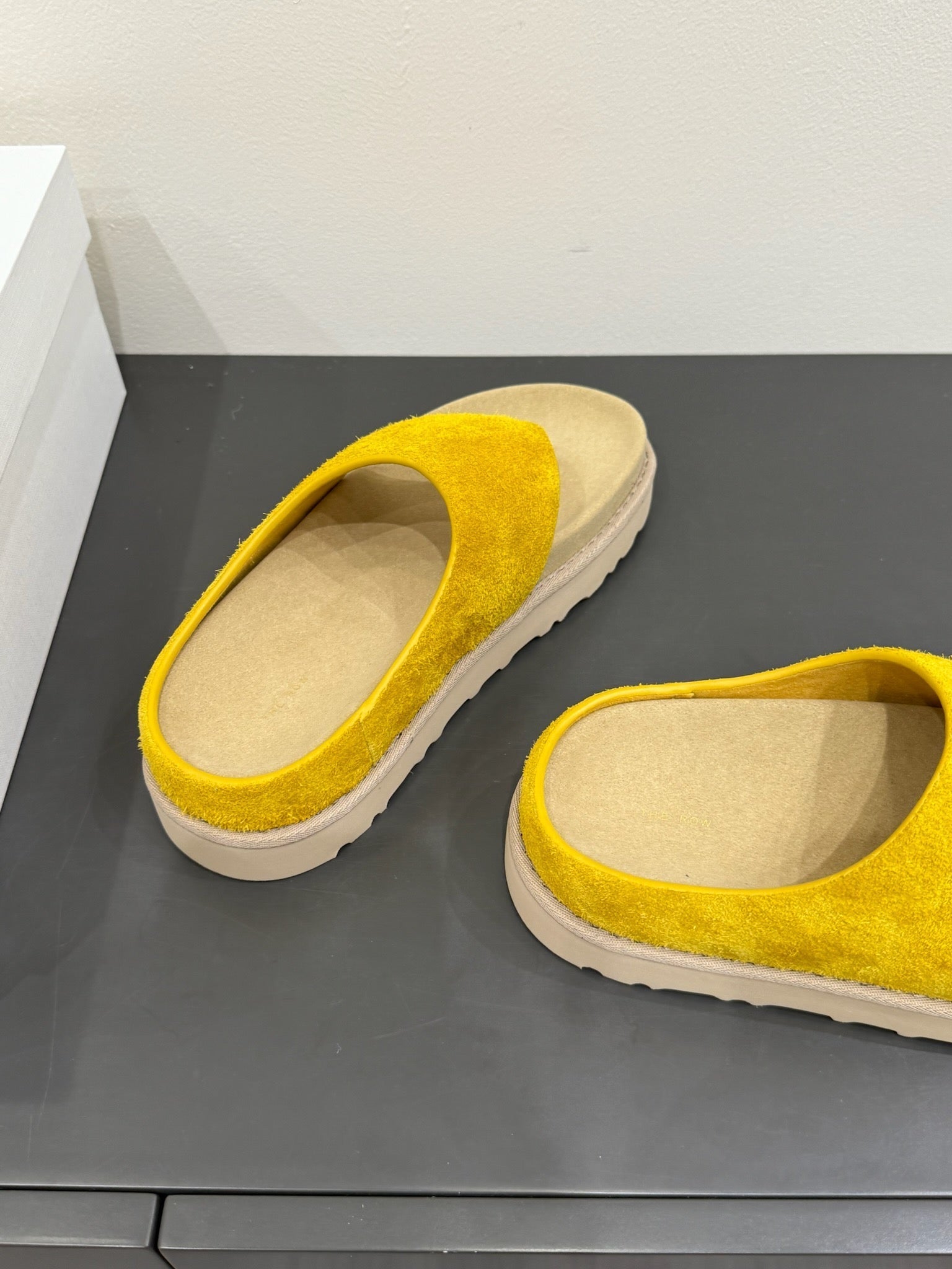 The Row Flat Sandal  Yellow Cow Suede 337502