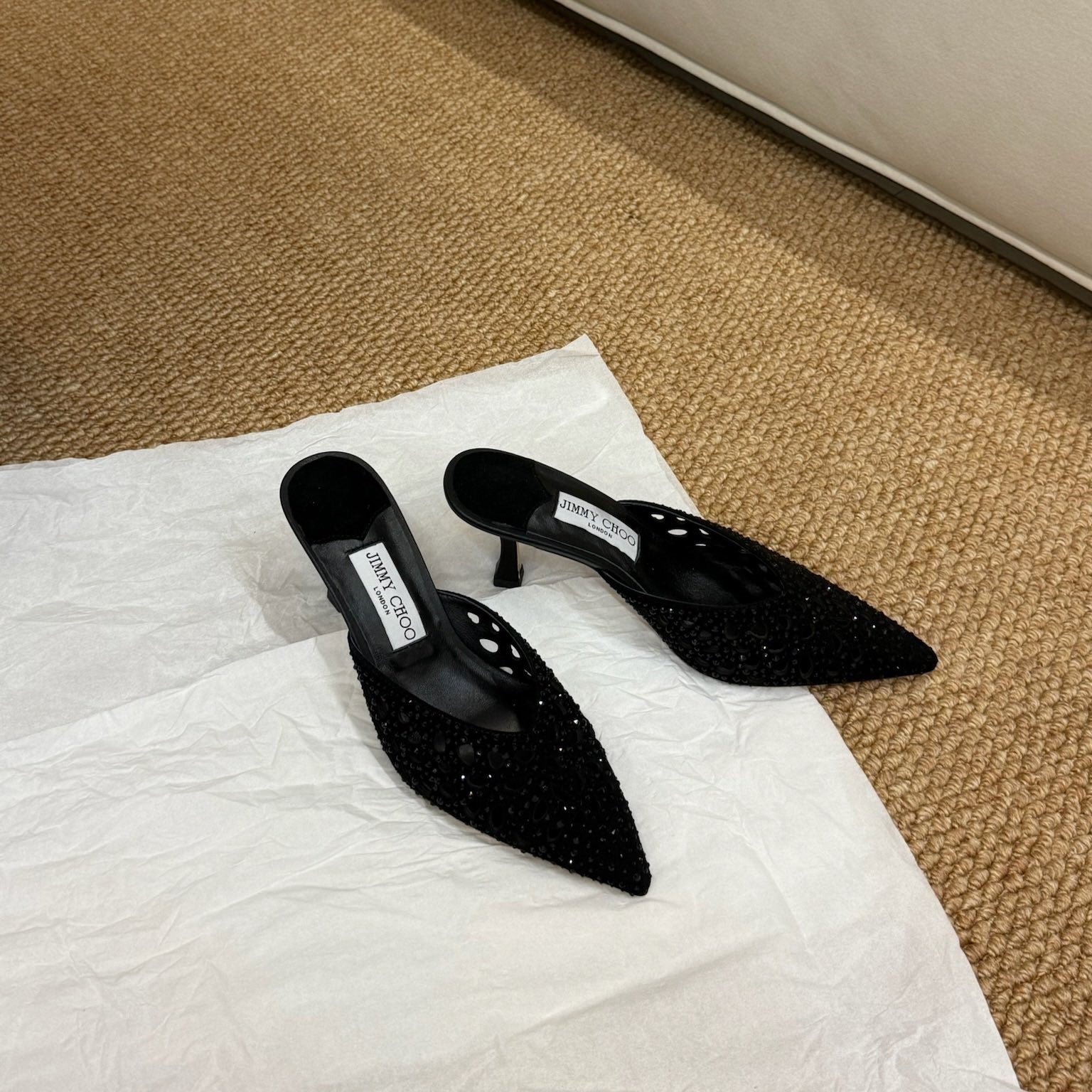 Jimmy Solar Mules 70mm Black Cowhide 420163